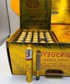 A Hitzocristo Rosin Dab Tip Pre-Roll showcasing the signature rosin-infused tip and premium indoor flower.