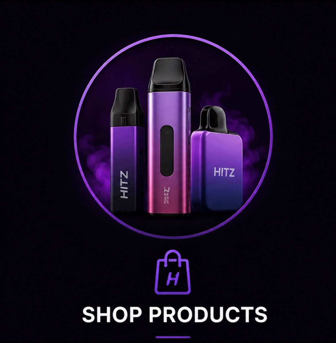 Browse premium vape products in the Hitz Vape Shop online store shopping section